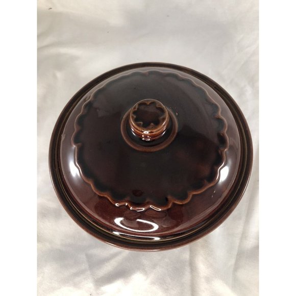 Vtg MARCREST OvenProof STONEWARE Brown Daisy Dot 1.5 QT CASSEROLE DISH w/LID USA - Picture 4 of 9